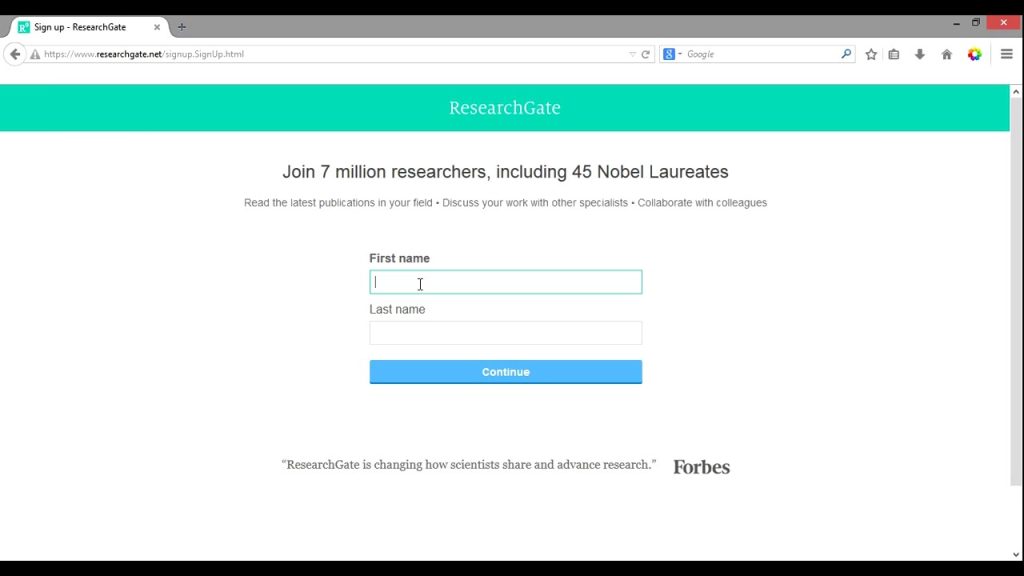 ResearchGate Account Creation