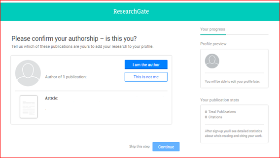 ResearchGate Account Creation